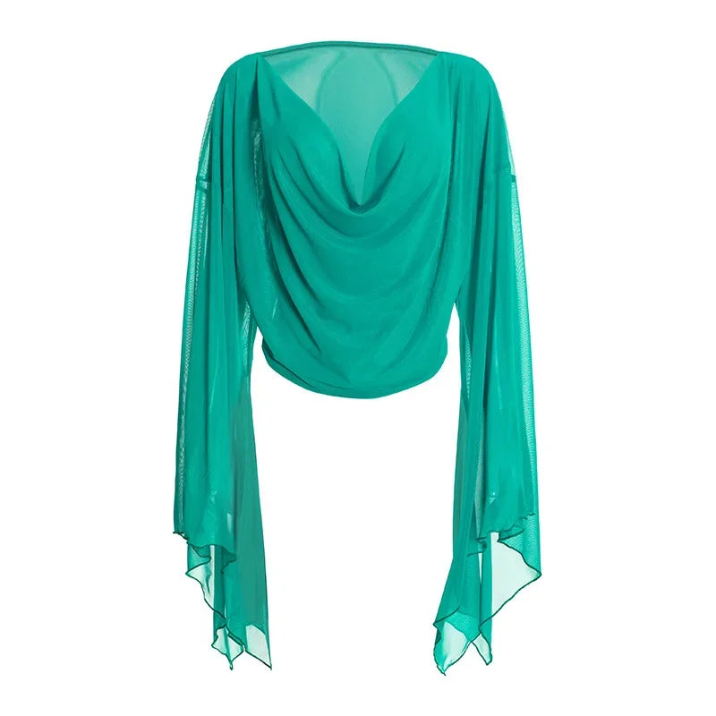 Women's Draped V-Neck Crop Top and Capri Set