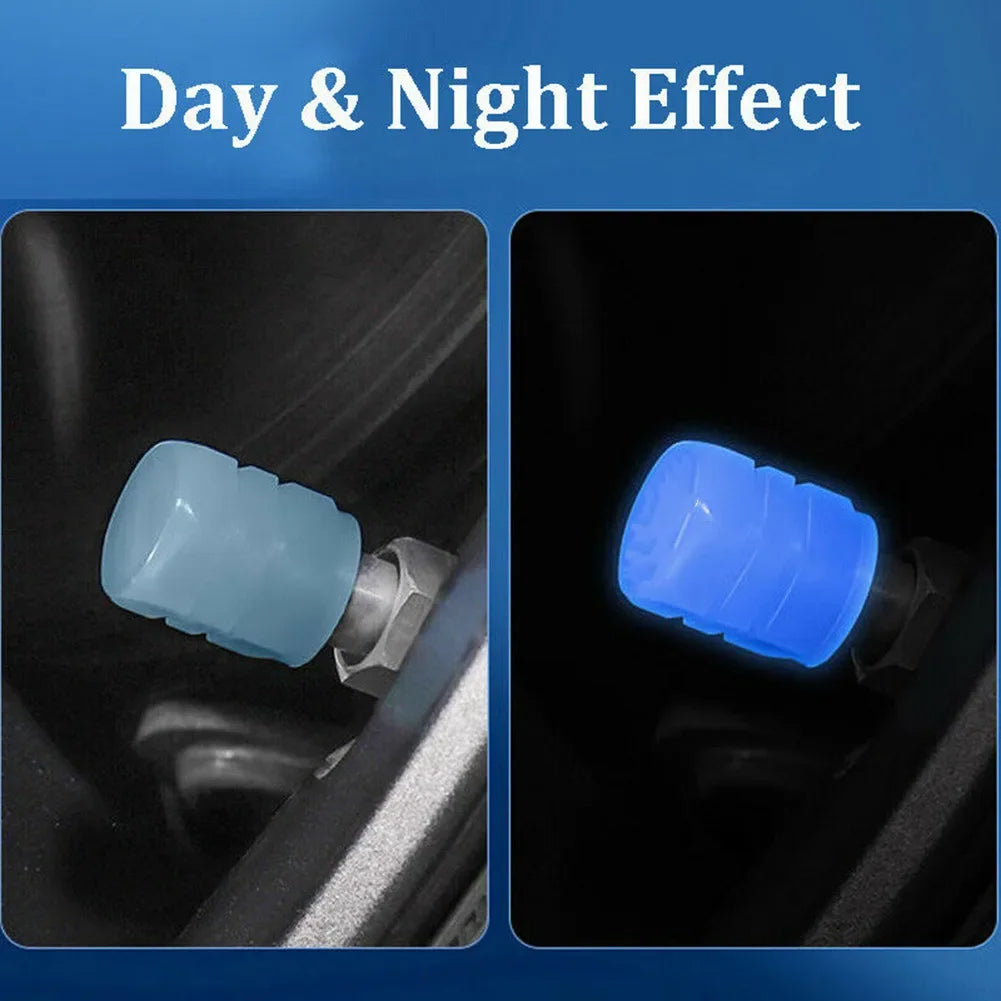 Glow-in-the-Dark Tire Valve Caps – Set of 4