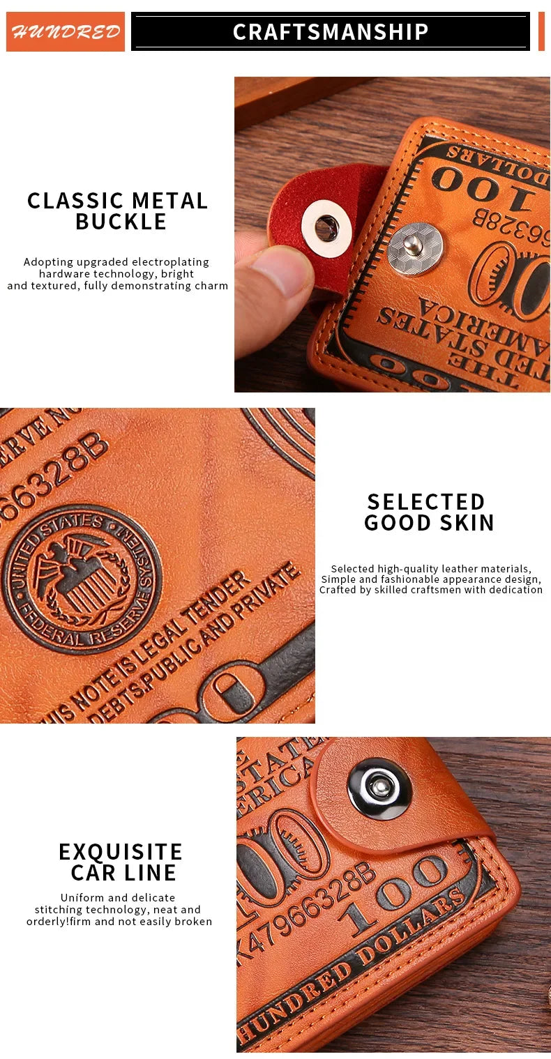 Men's Dollar-Print Card & Coin Wallet