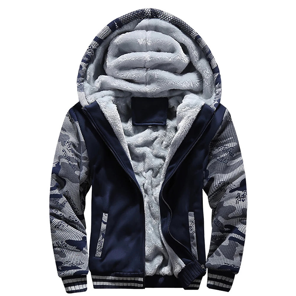 WHWR Men's Camouflage Hooded Zip-Up Jacket