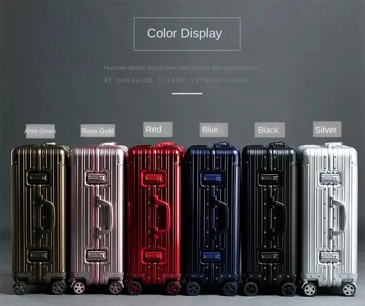 100% Aluminum Magnesium alloy Suitcase TSA Lock Metal Boardable Luggage Trolley Case Classic Glossy and Frosted Travel Suitcase Whispering Desires Shoppe