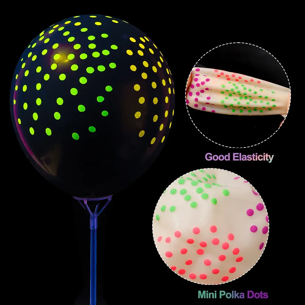 12-Inch Fluorescent Dot Latex Party Balloons