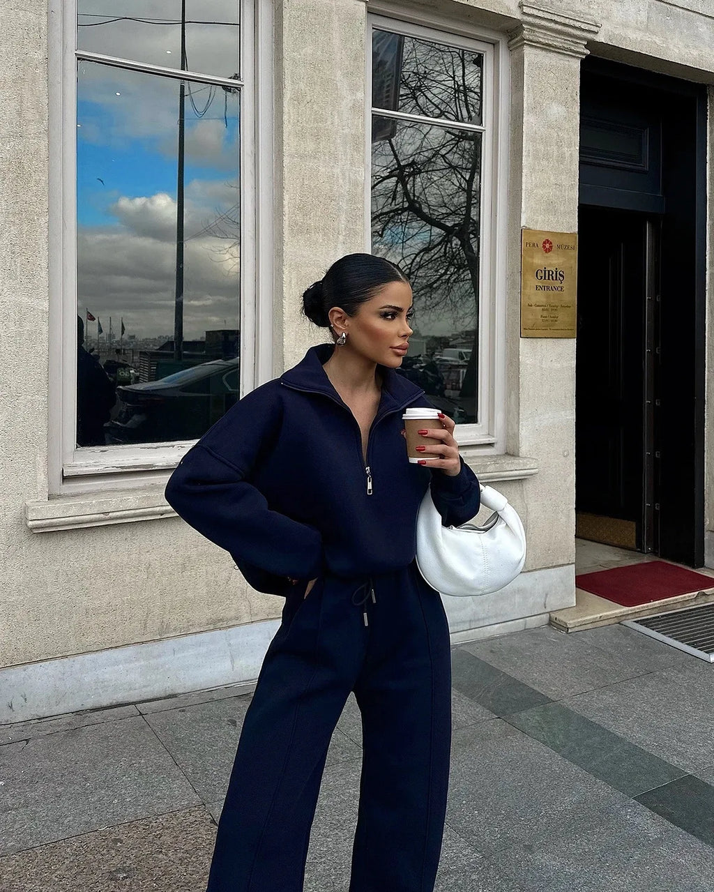 Women's Long-Sleeve Collared Top and Pants Set