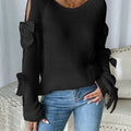 Bow-Detail Cutout Round-Neck Sweater