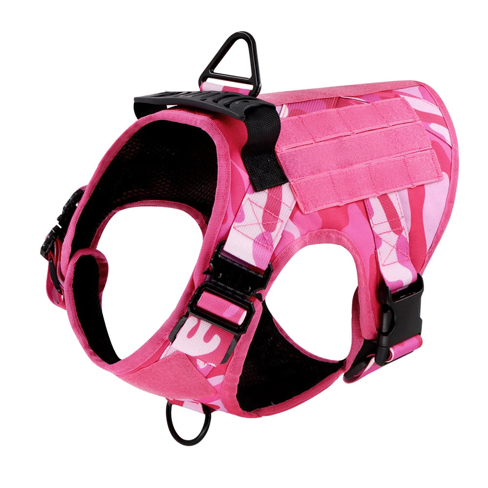 Pink Camouflage Adjustable Tactical Dog Harness