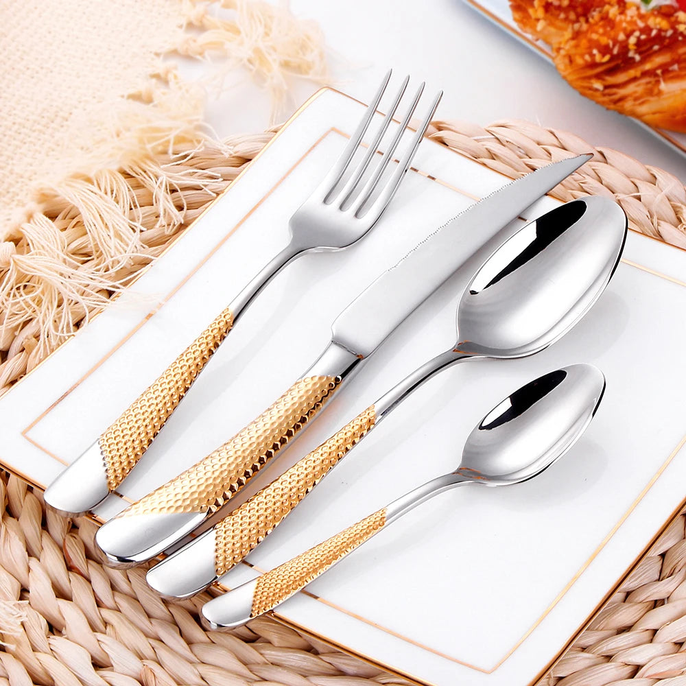 Hammered-Handle Stainless Steel Dinner Forks