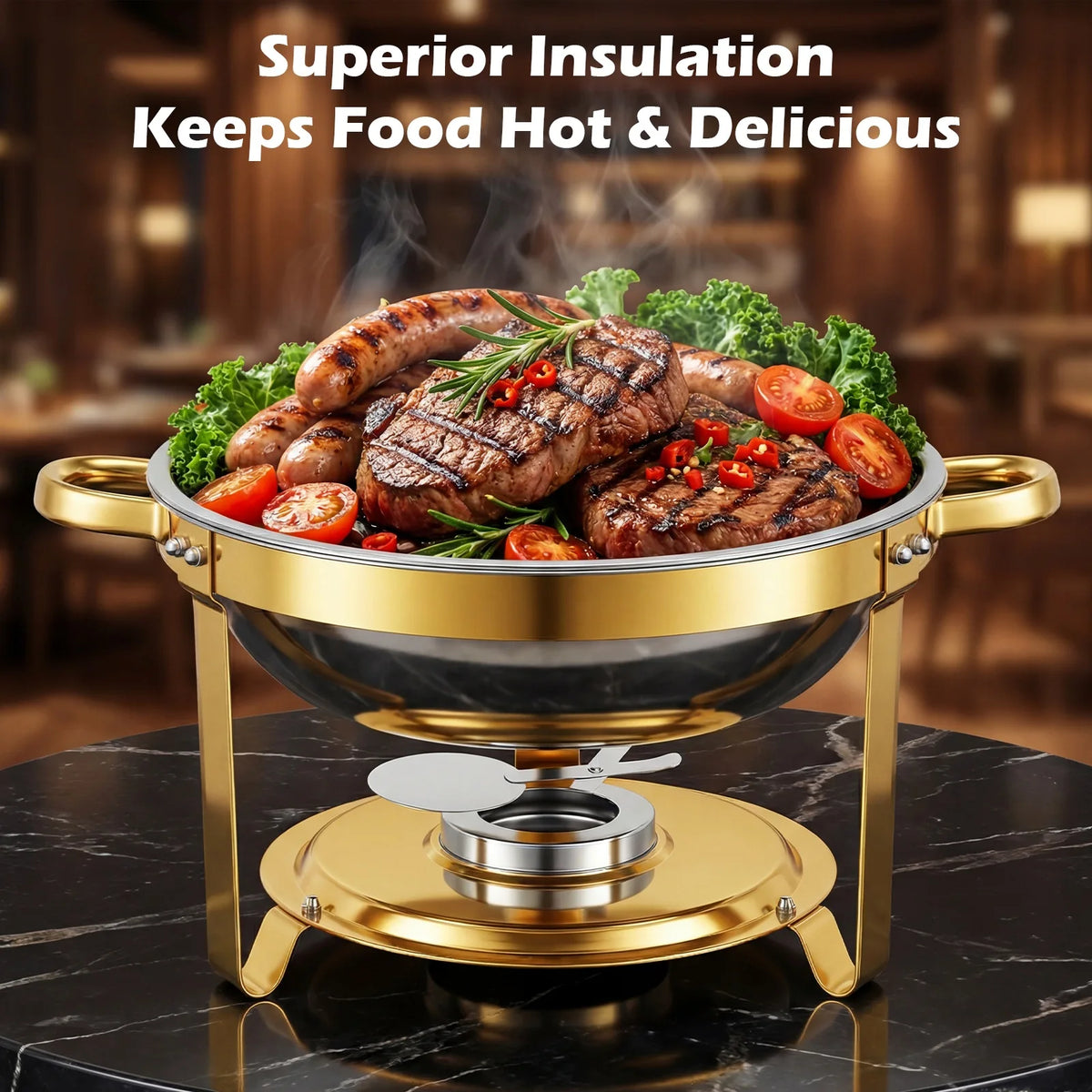 Round Stainless Steel Chafing Dishes — Assorted Packs