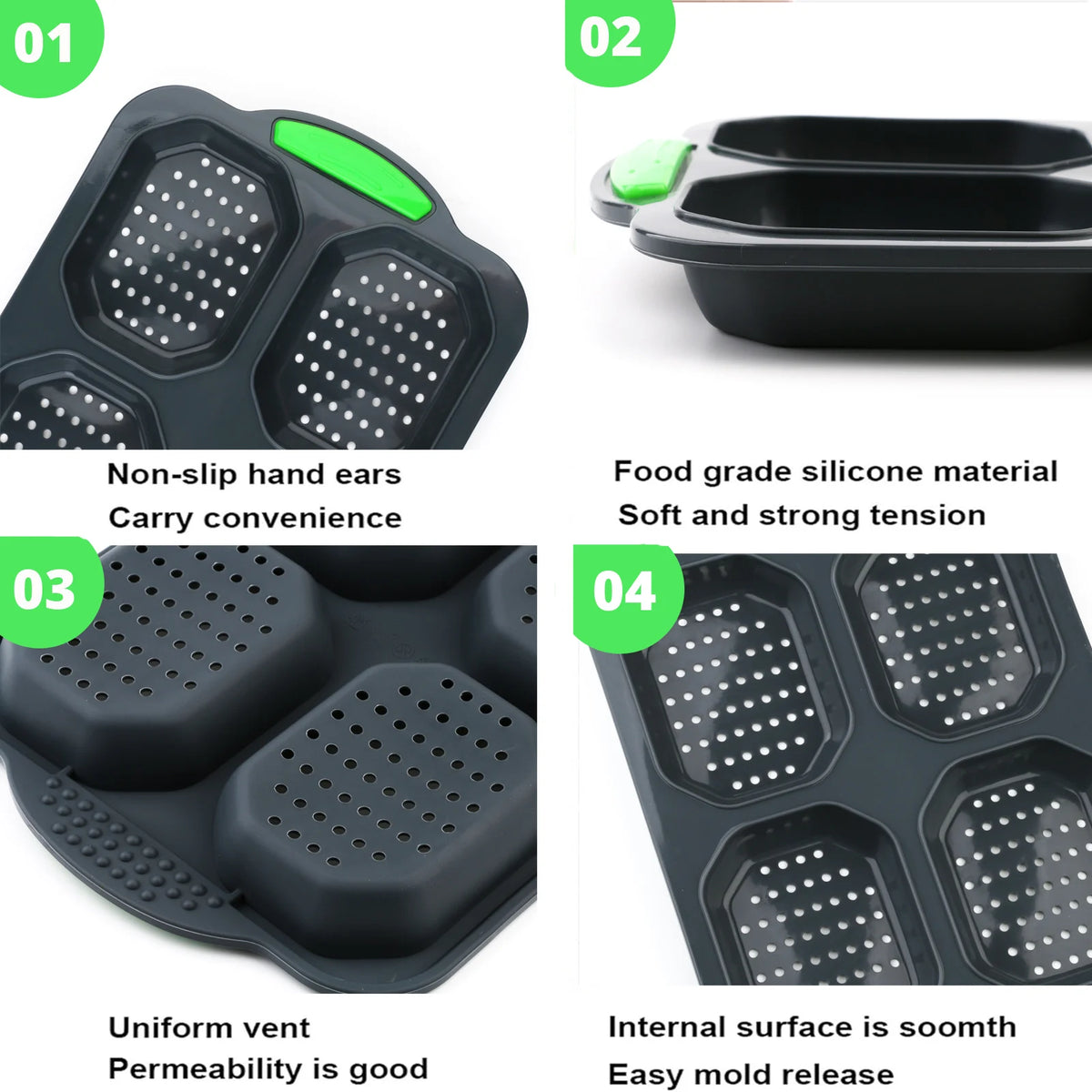 Four-Cavity Silicone Bread Mold