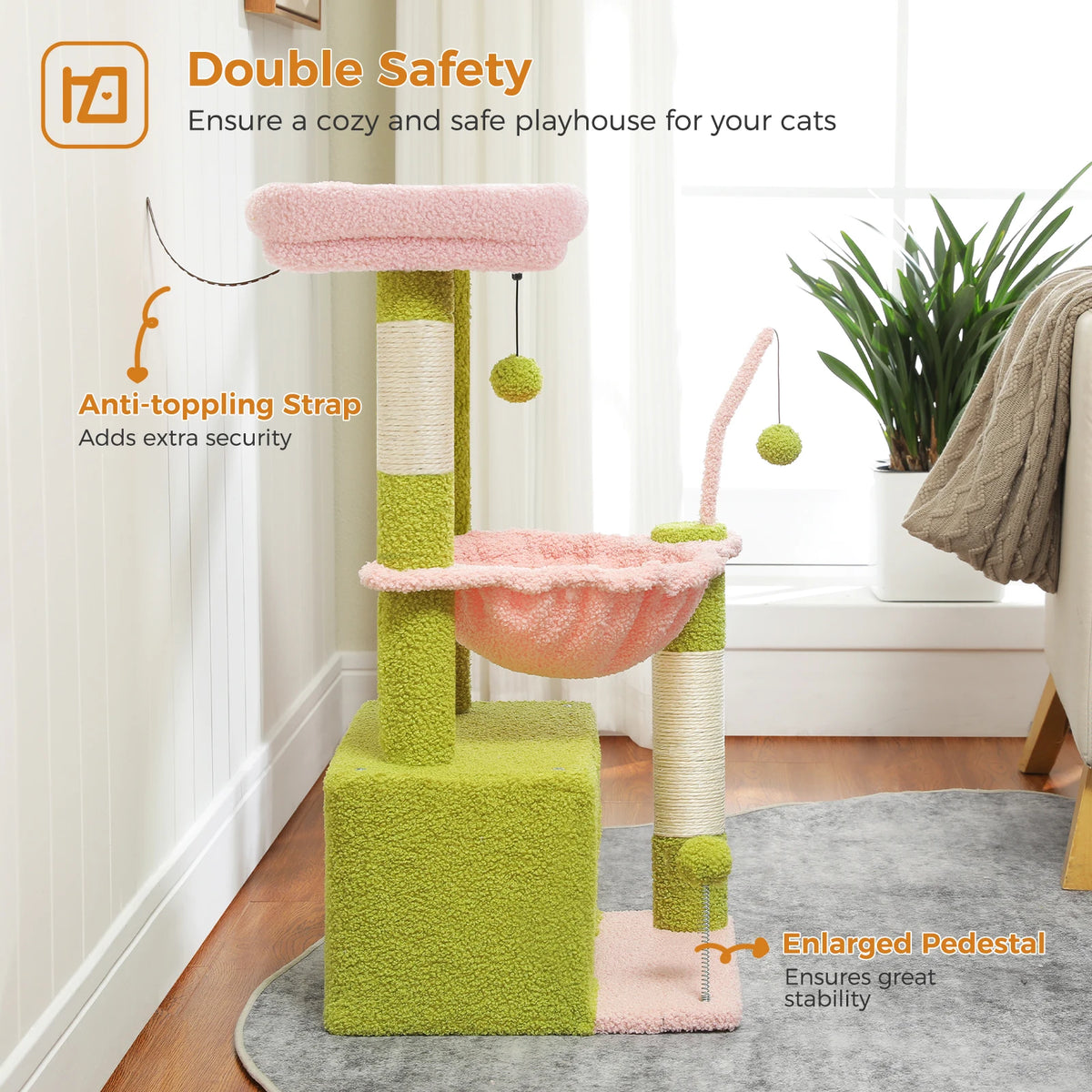 83cm Cactus Cat Tree with Condo & Hammock