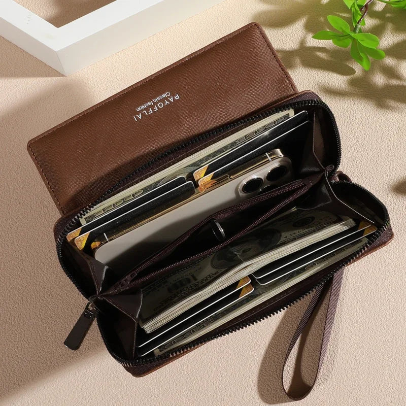 Men's Faux-Leather Zip & Snap Organizer Wallet