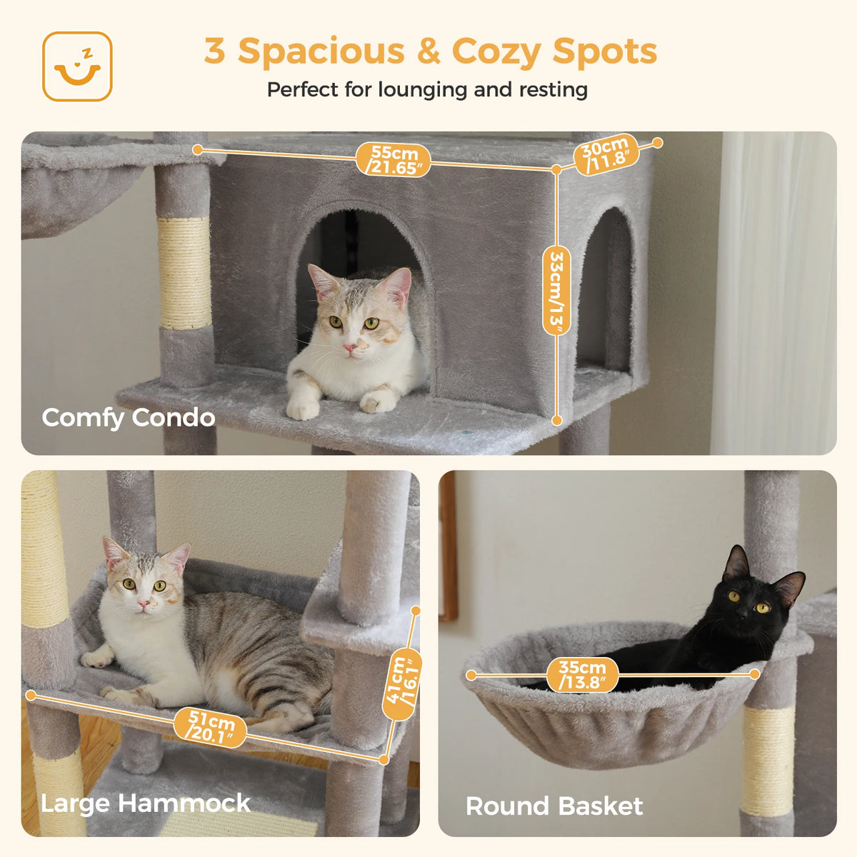 Large Cat Tree for Indoor Cats Multi-Level Cat Tower with Scratching Posts Soft Hammock Large Cat Condo Cat Accessories Cat Toys Whispering Desires Shoppe