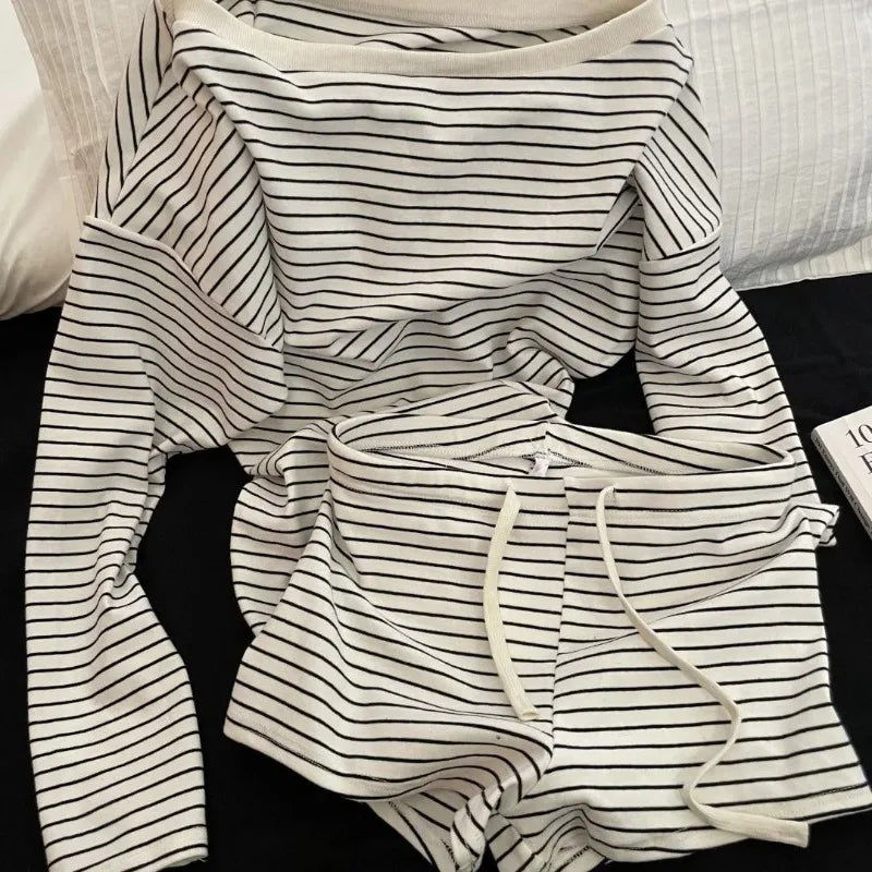 Women's Long-Sleeve Top and Shorts Pajama Set