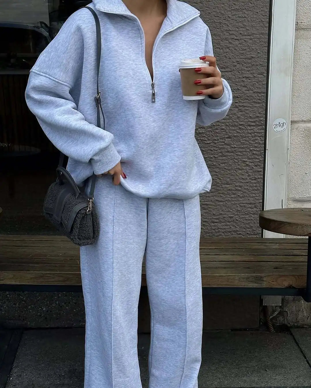 Women's Long-Sleeve Collared Top and Pants Set