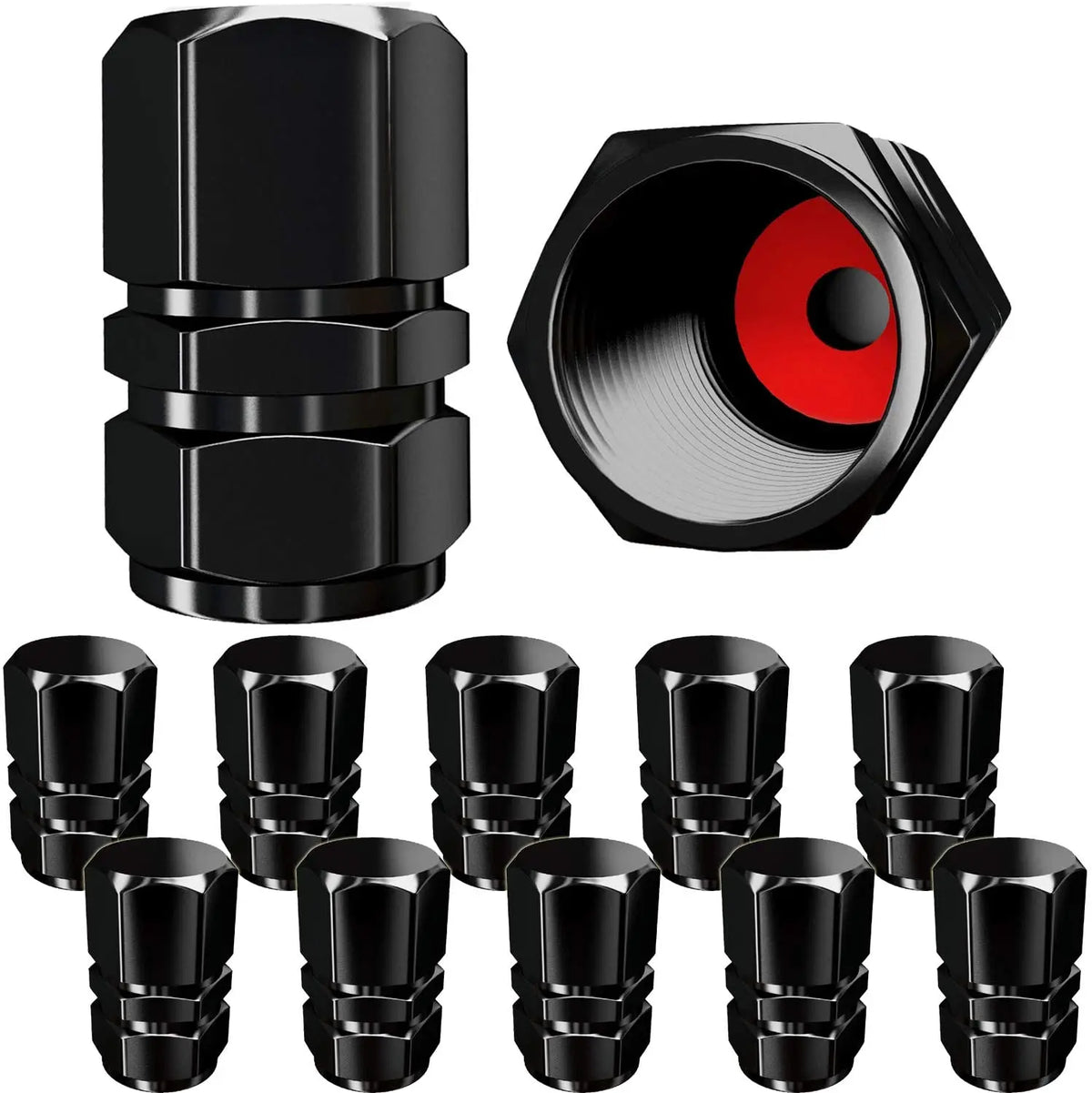 Aluminum Tire Valve Caps with Rubber Seals – Set of 4