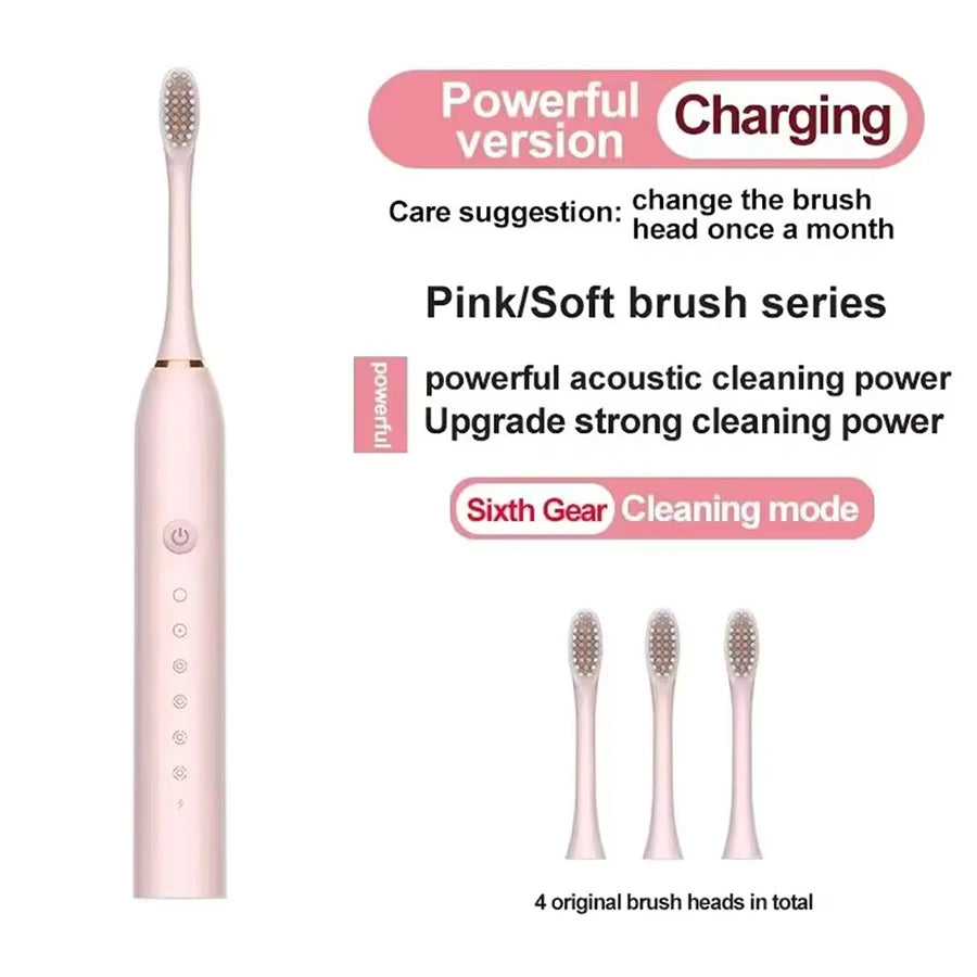 Rechargeable Electric Toothbrush with 4 Brush Heads