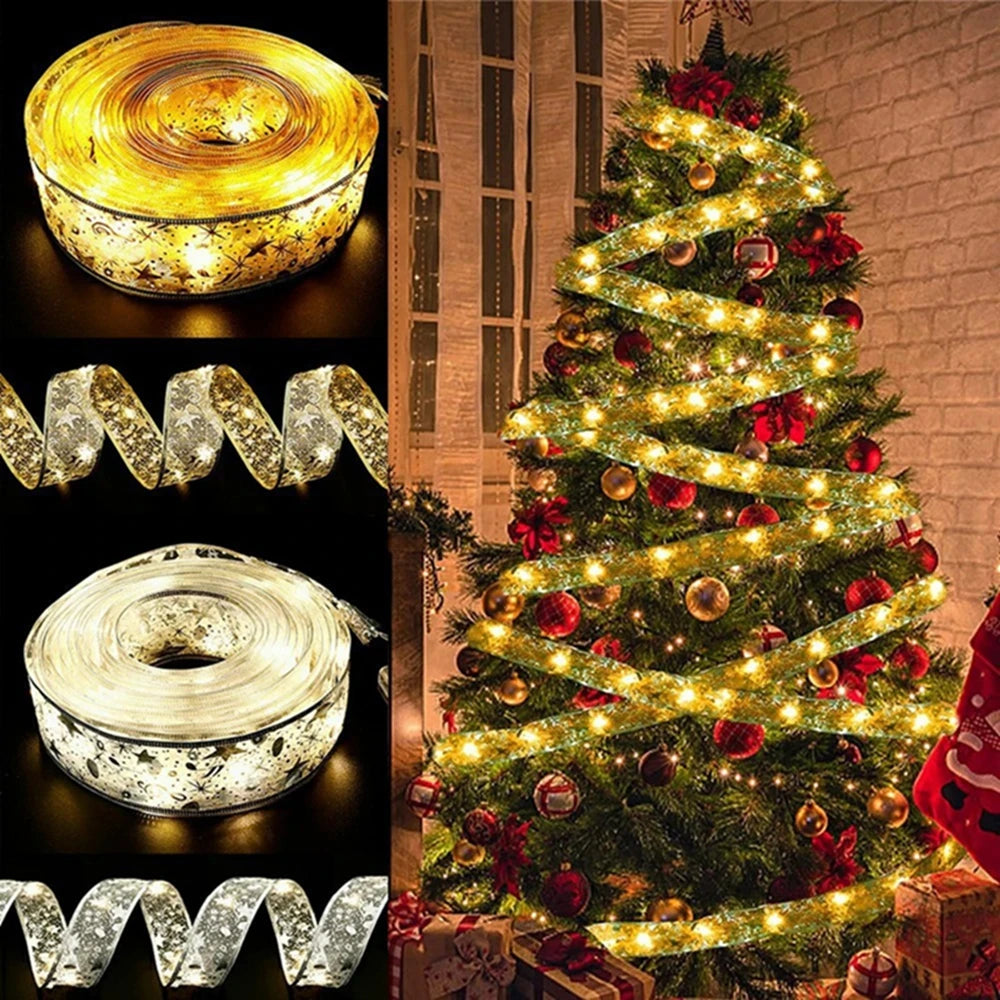 Christmas Ribbon Fairy Lights, 3 m or 5 m