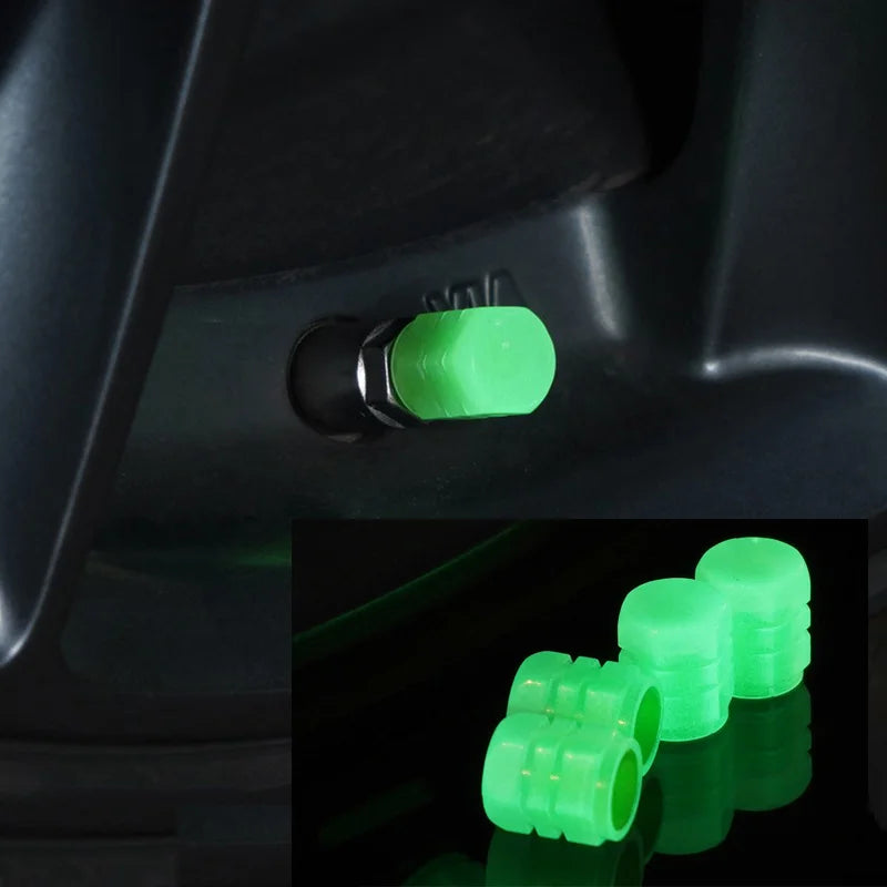 Glow-in-the-Dark ABS Tire Valve Caps – Set of 4