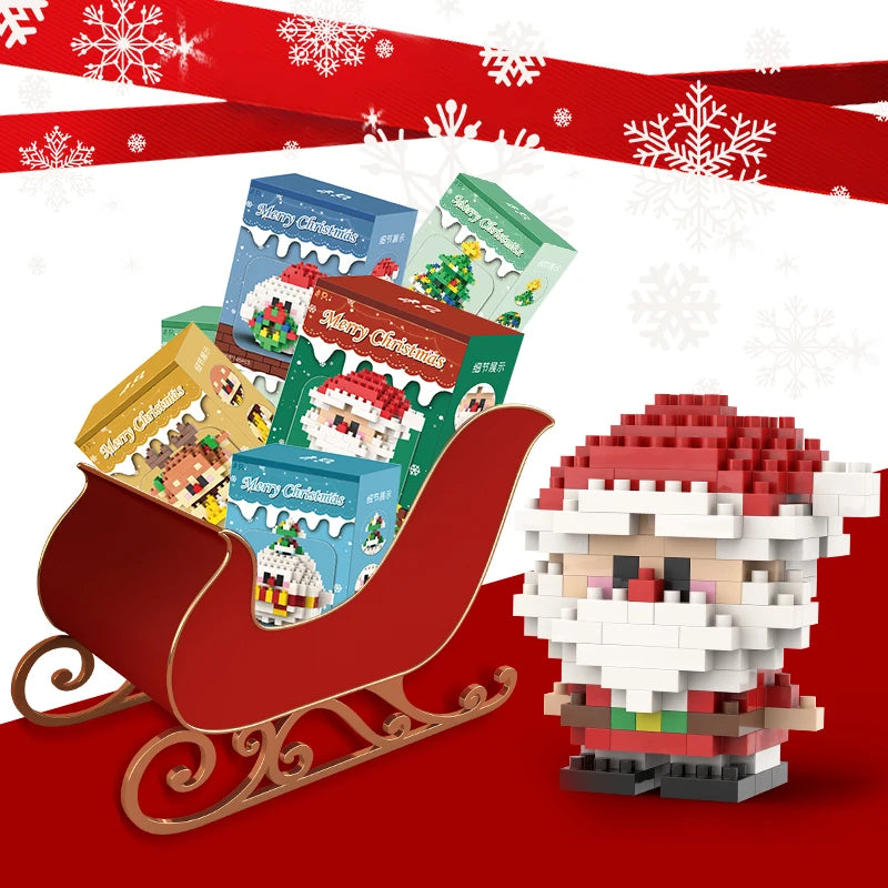 Santa & Reindeer Holiday Micro Building Block Sets