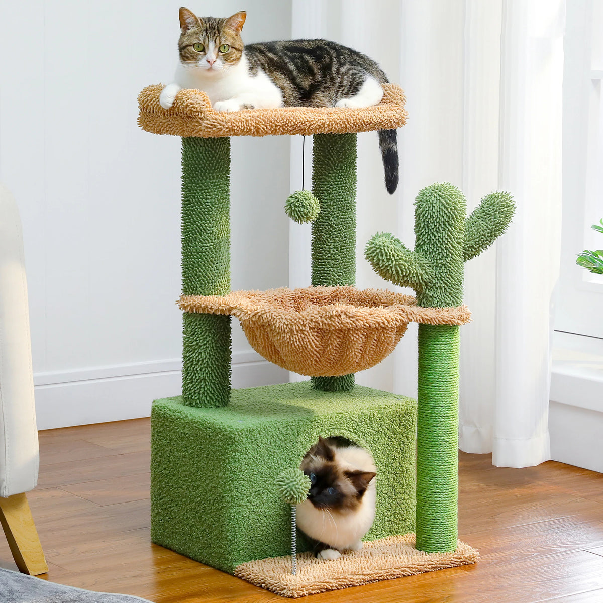 83cm Cactus Cat Tree with Condo & Hammock