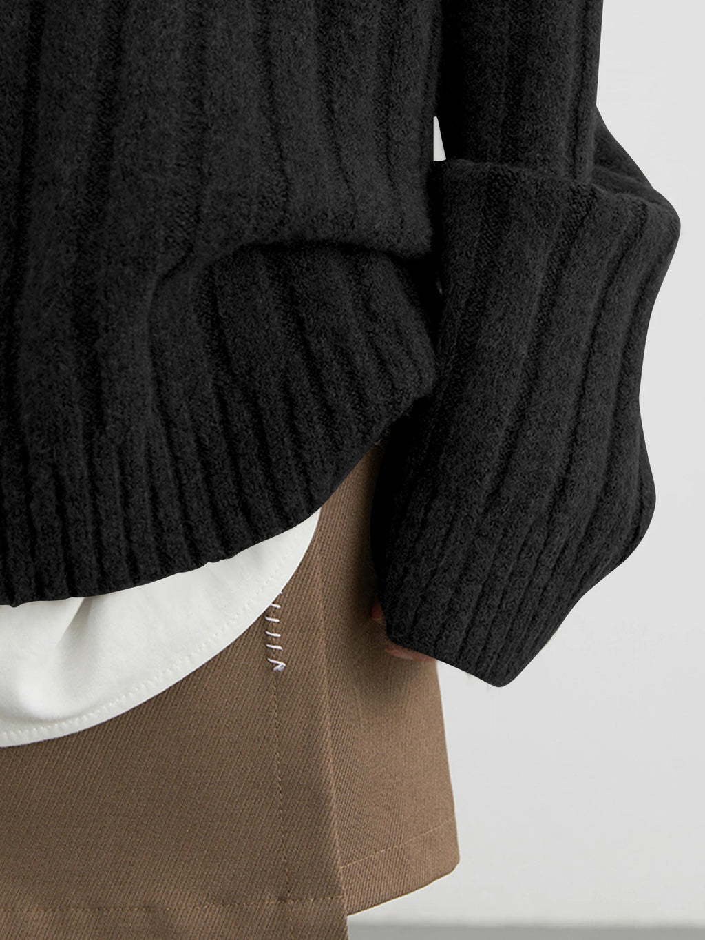 Women's Ribbed V-Neck Knit Sweater