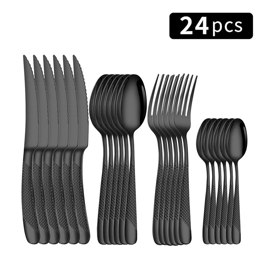 Star Diamond Stainless Steel Flatware — 24 Pieces