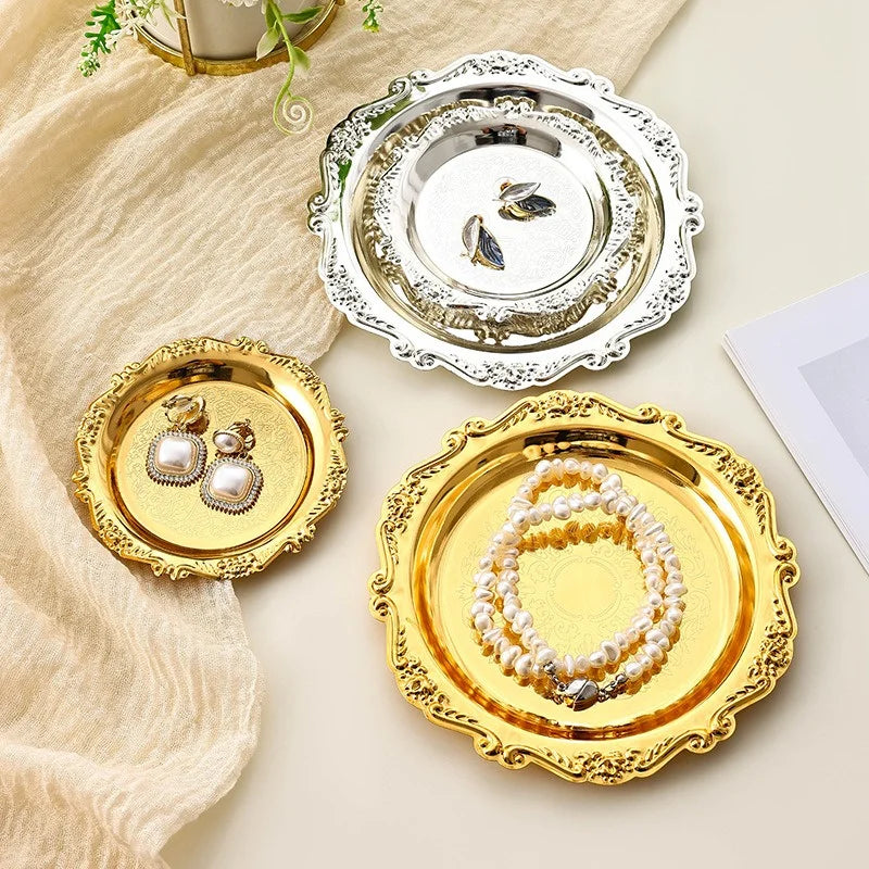 Vintage-Style Stainless Steel Dessert Plates