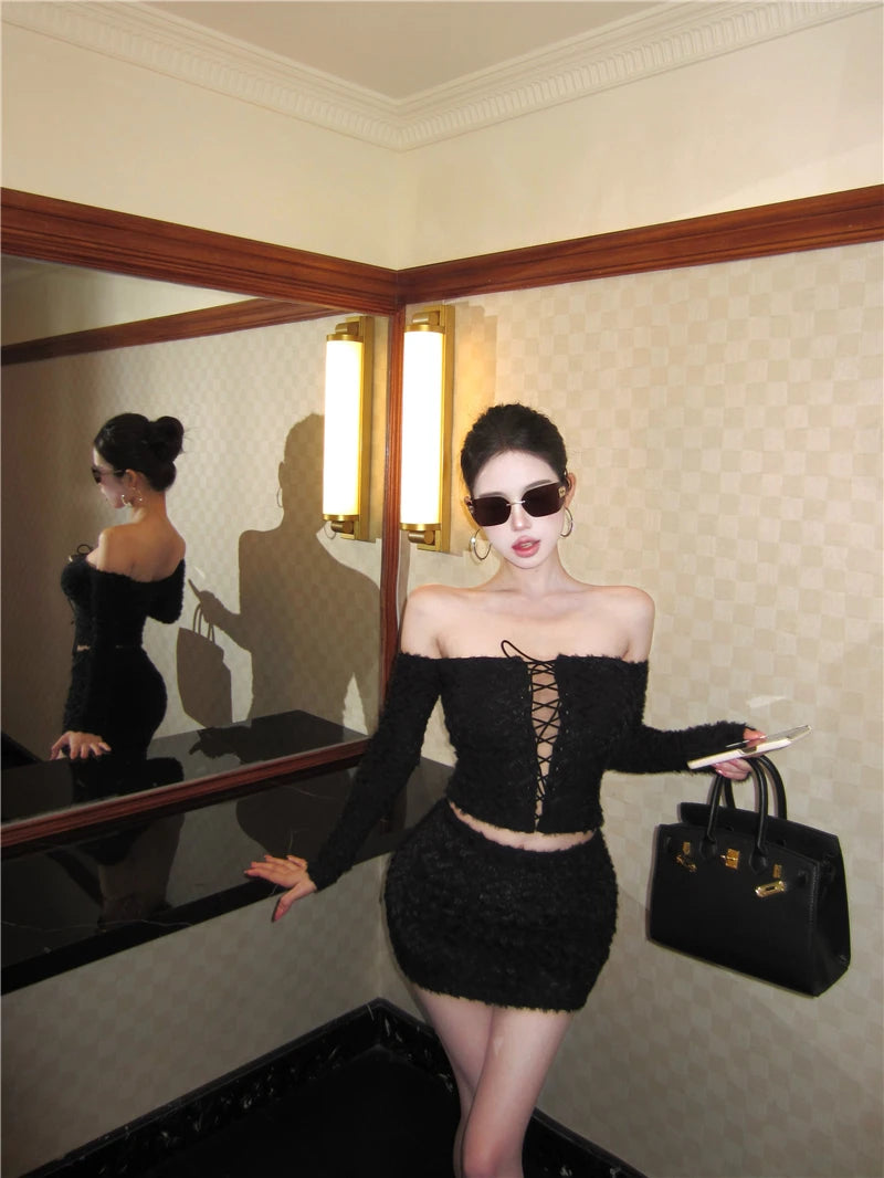 Cross-Strap Knit Top & Mini Skirt Separates