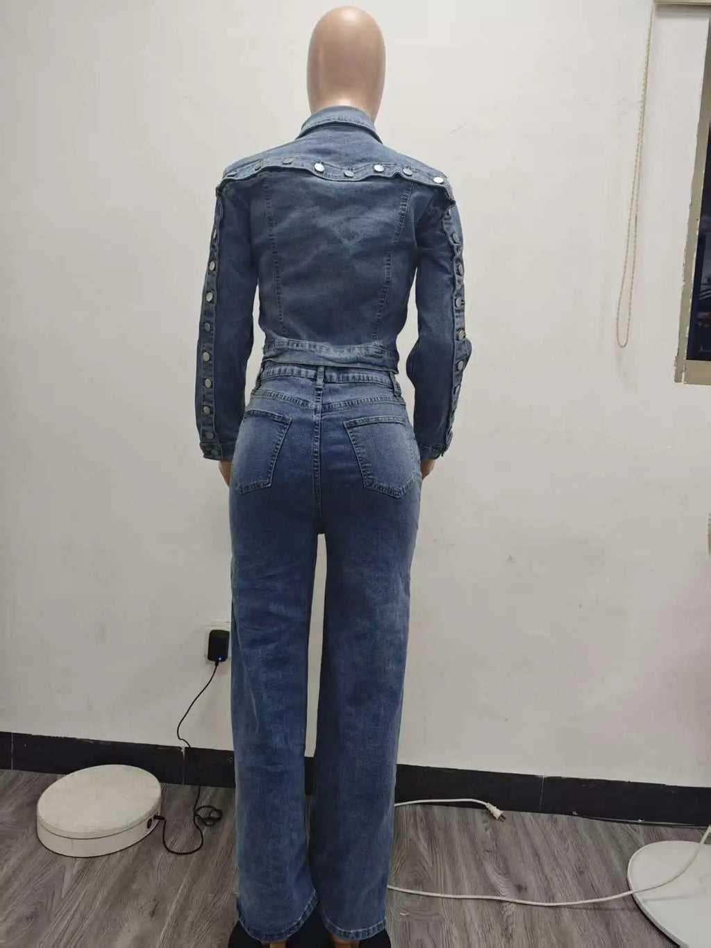 Denim Jacket & Straight Pants Set