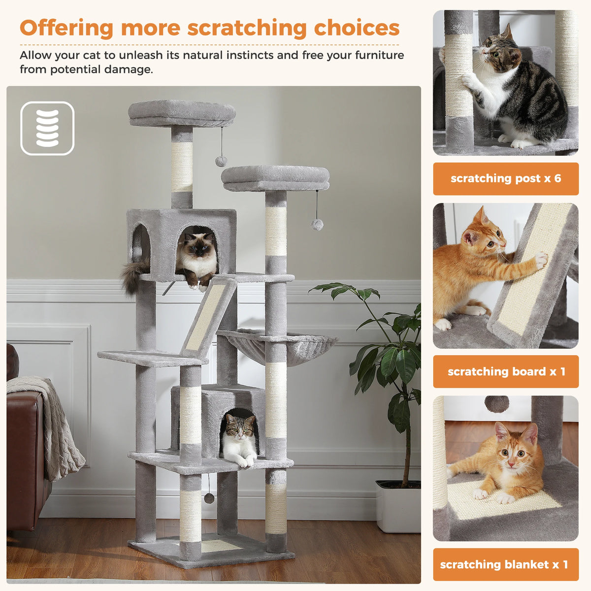 Multi-Level Cat Tree with Scratching Posts, Cozy Condo, Hammock, Large Cat Tower for Indoor Cats, Cat Scratching Board, Cat Toys Whispering Desires Shoppe