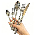 Diamond-Pattern Stainless Steel Flatware, 5 Pieces