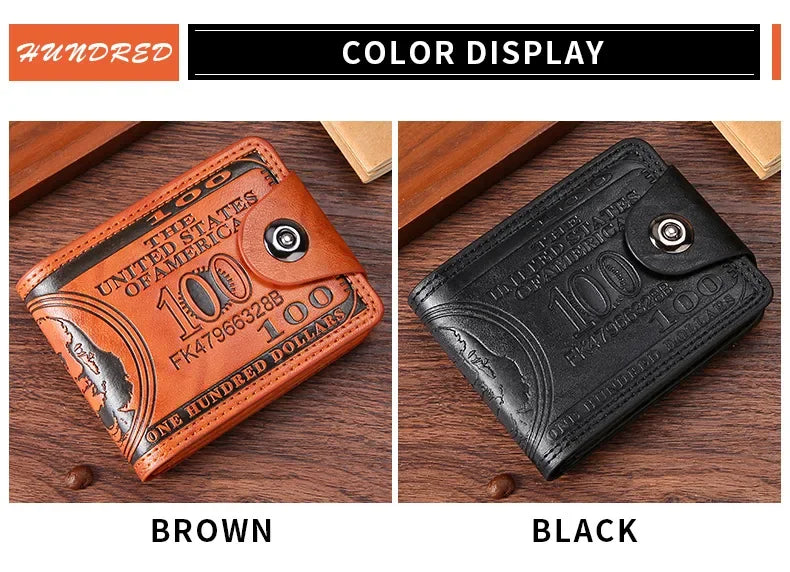 Men's Dollar-Print Card & Coin Wallet