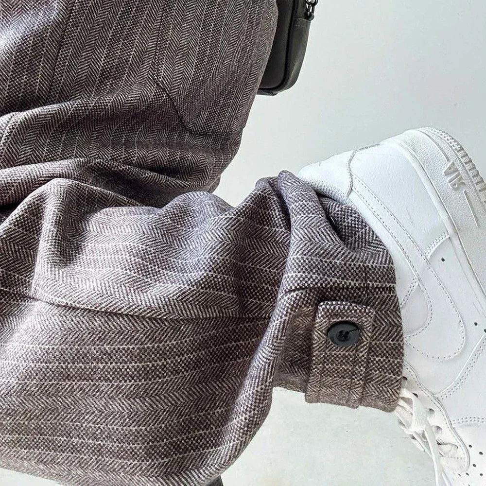 Men's Wide-Leg Drawstring Streetwear Pants