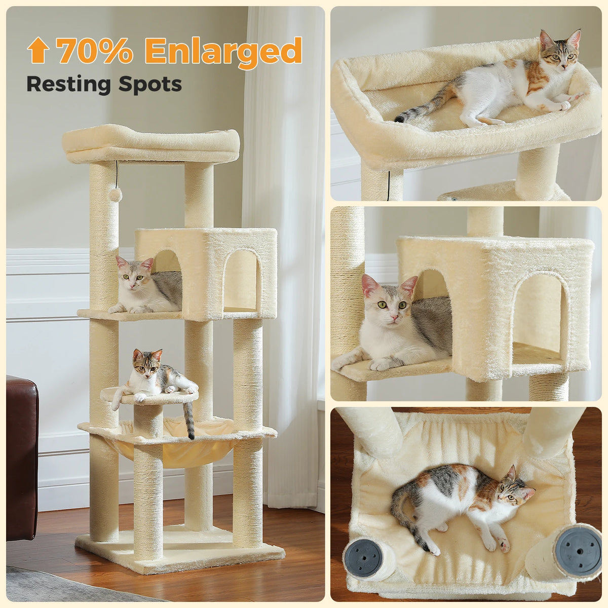 147cm Cat Tree with Large Condo & Hammock