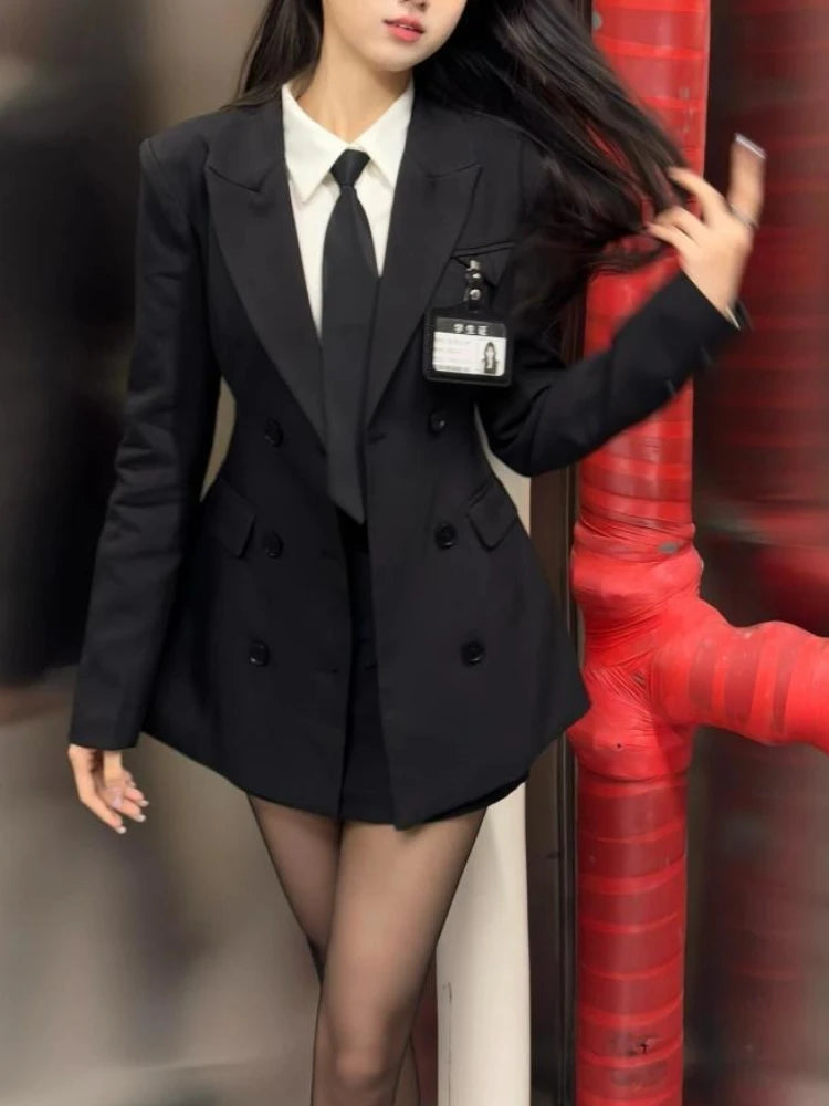 Three-Piece Blazer, Blouse & Mini Skirt Set