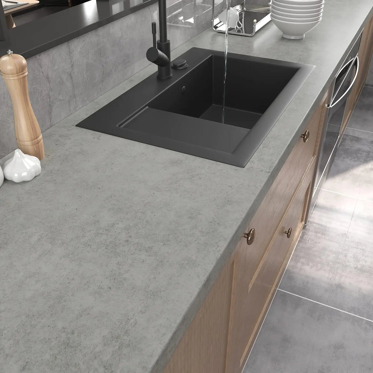 Concrete-Look Self-Adhesive Wallpaper
