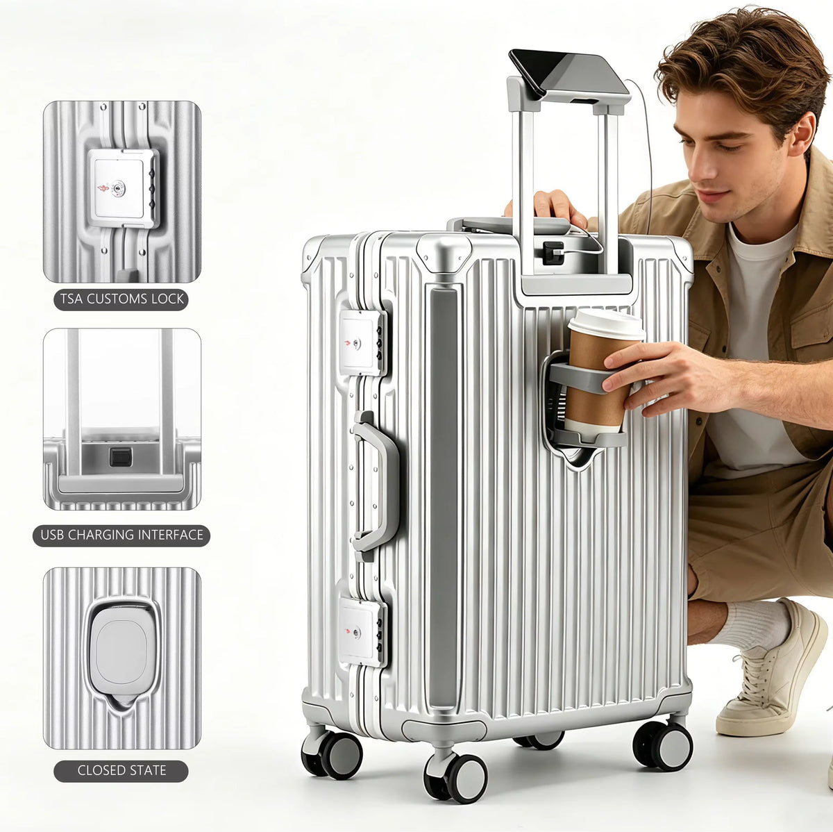 BunnyFly Suitcase Travel Suitcase Men Women 20 Carry-On Luggage Women PC Aluminum Frame Trolley Case TSA Password Lock Whispering Desires Shoppe