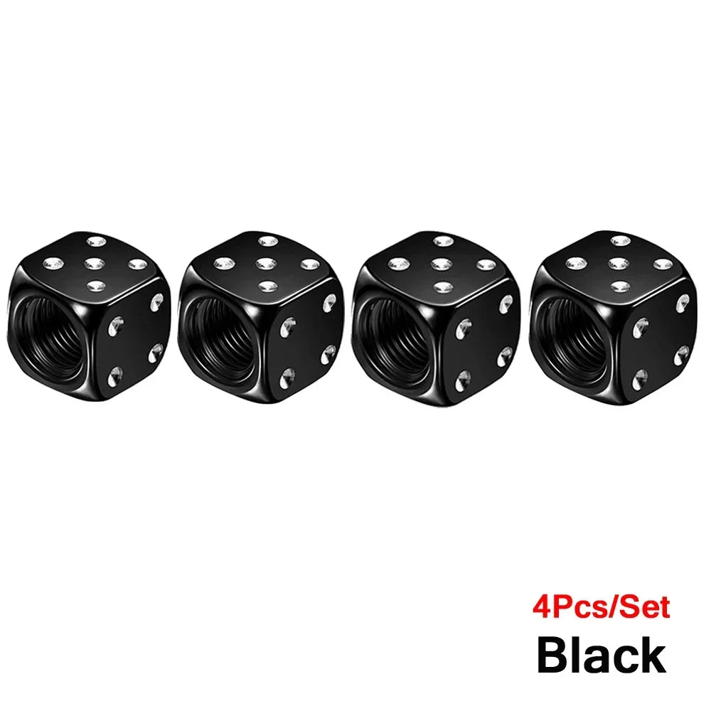 Aluminum Dice Tire Valve Caps – Set of 4