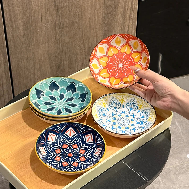 Bohemian Ceramic Plates, 6-Piece Set