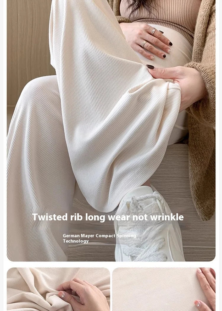 Maternity Trousers Spring and Autumn Outside Wear New Summer Petite Casual Drawstring Straight Wide Leg Trousers Maternity Wear Whispering Desires Shoppe