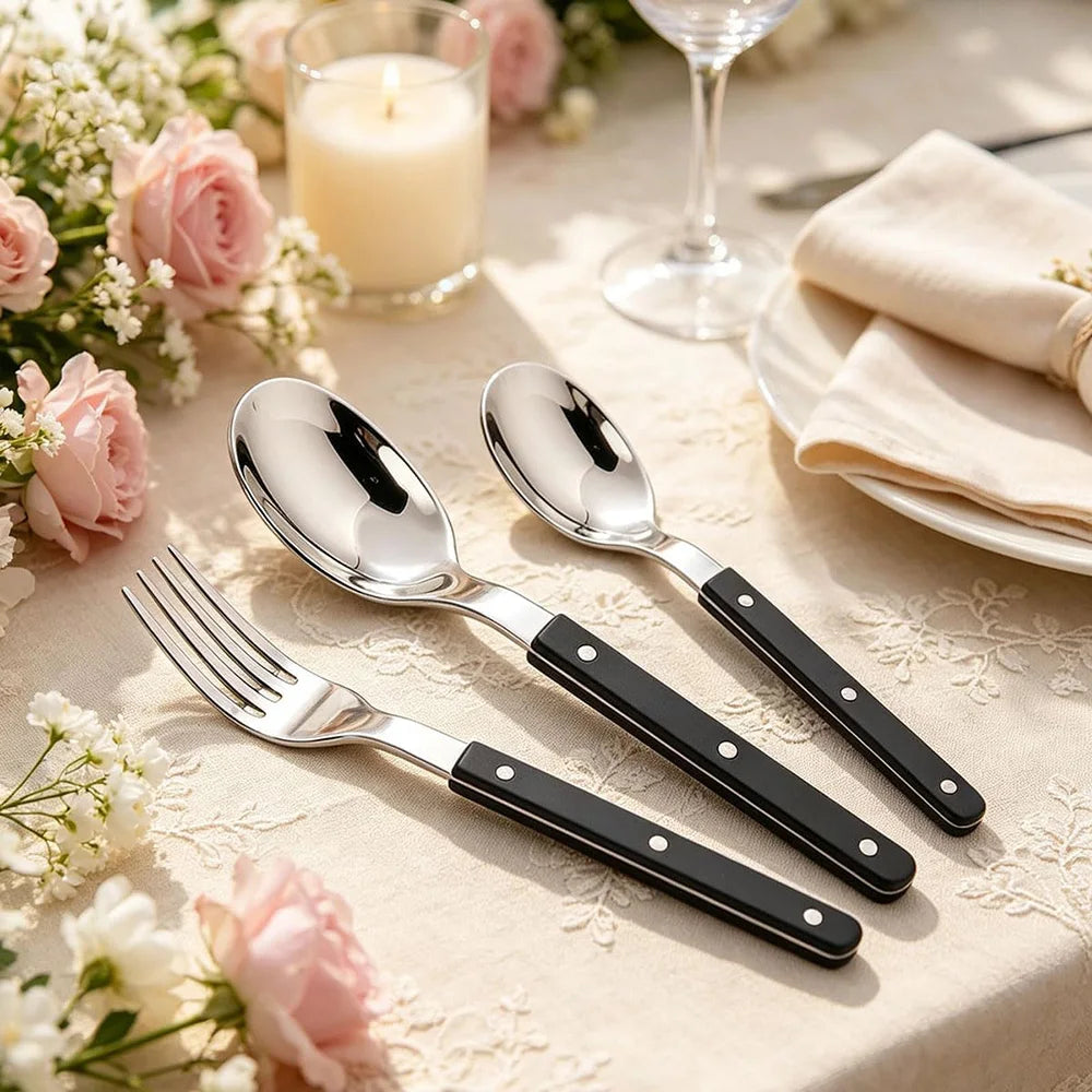 Uniturcky Stainless Steel Flatware with ABS Handles, 18 Pieces