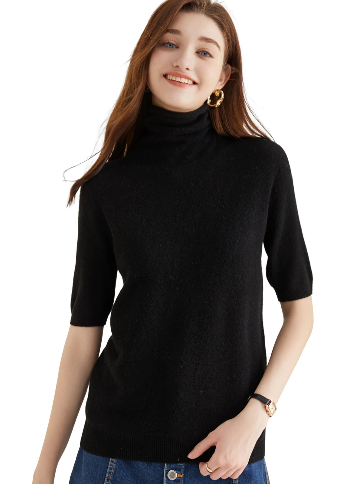 Women's Knit Tops Short Sleeve Fashion Women Sweaters New 100% Merino Wool Knitwears Vintage Sweater Turtleneck Pullover Clothes Whispering Desires Shoppe