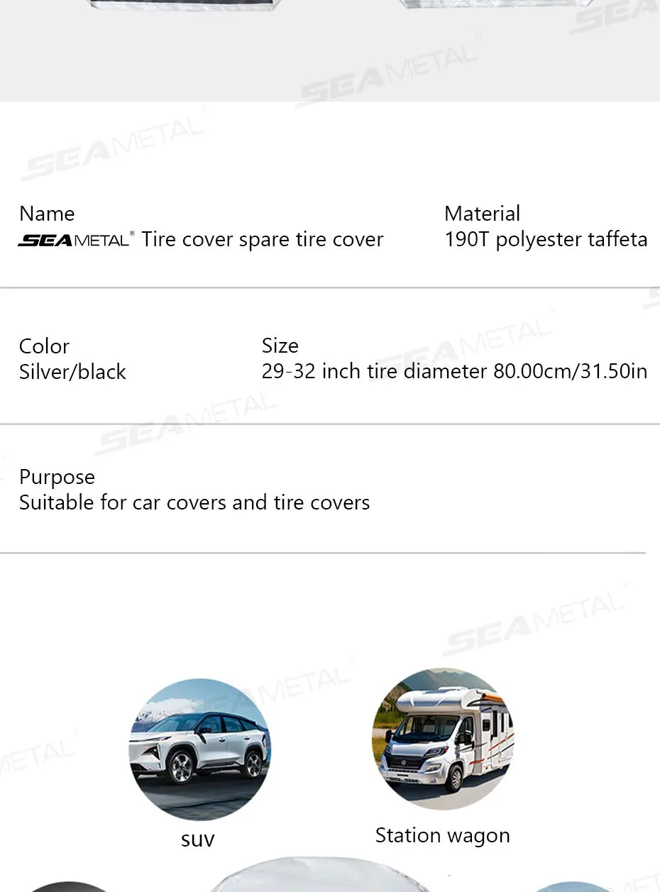 SEAMETAL Tire Covers – 29–32 Inch, 1 or 4 Pieces