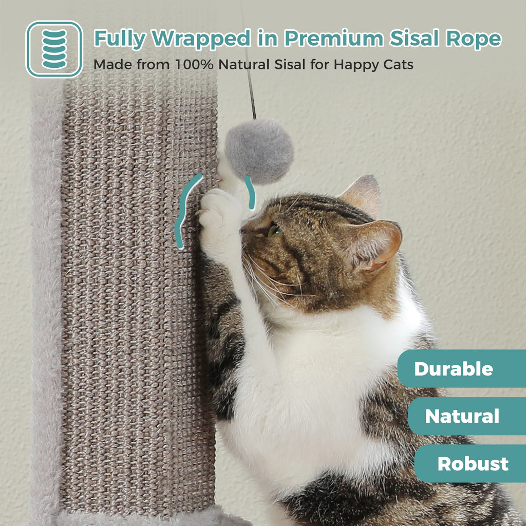 Tall Sisal Cat Scratching Post with Dangling Ball