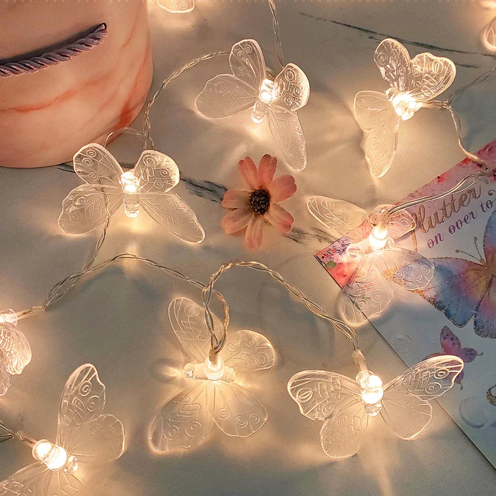 Butterfly LED String Lights, USB & Battery Options
