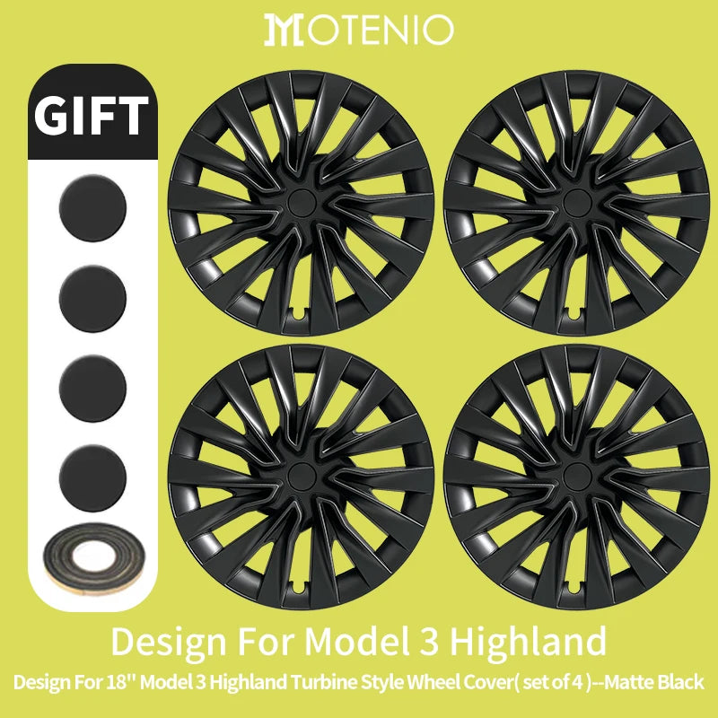MOTENIO 18-Inch Wheel Covers for Model 3 Highland – Set of 4