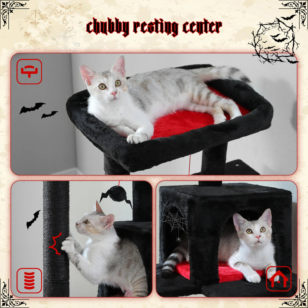 Gothic Cat Tree with Hammock & Condo