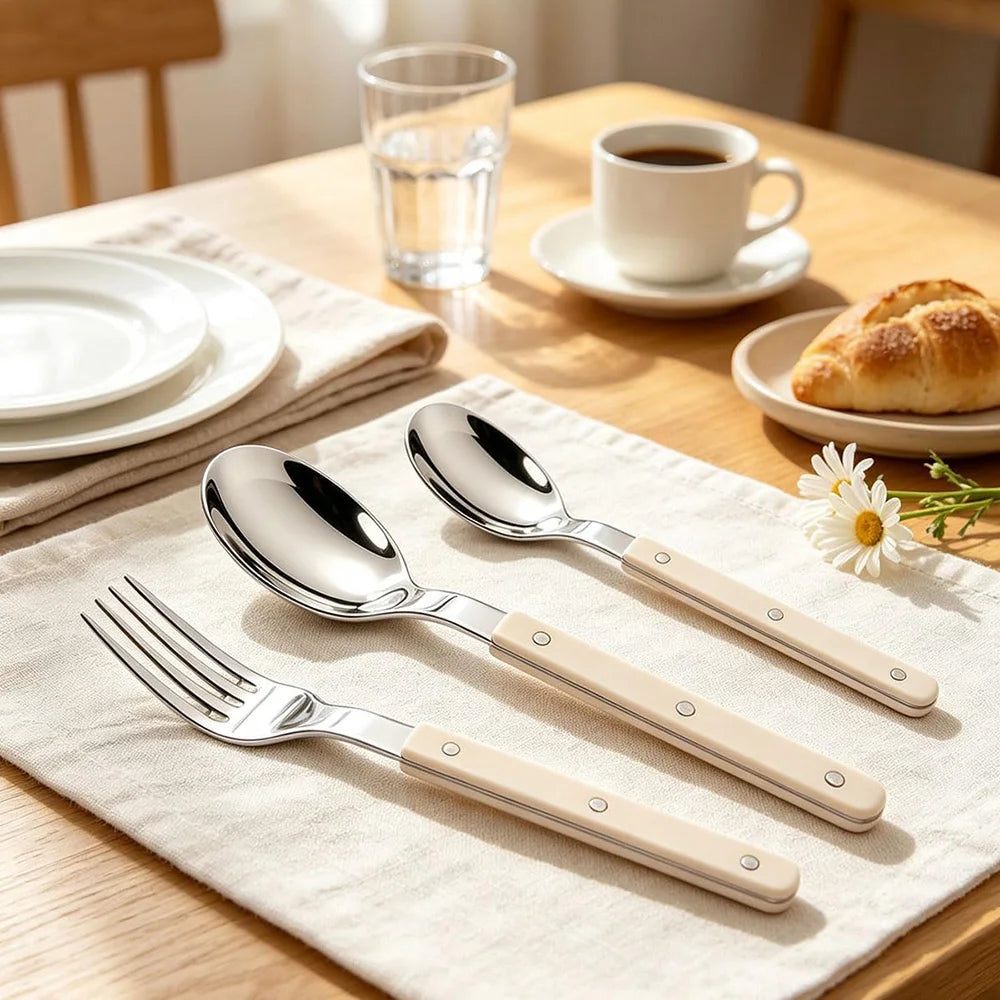 Uniturcky Stainless Steel Flatware with ABS Handles, 18 Pieces
