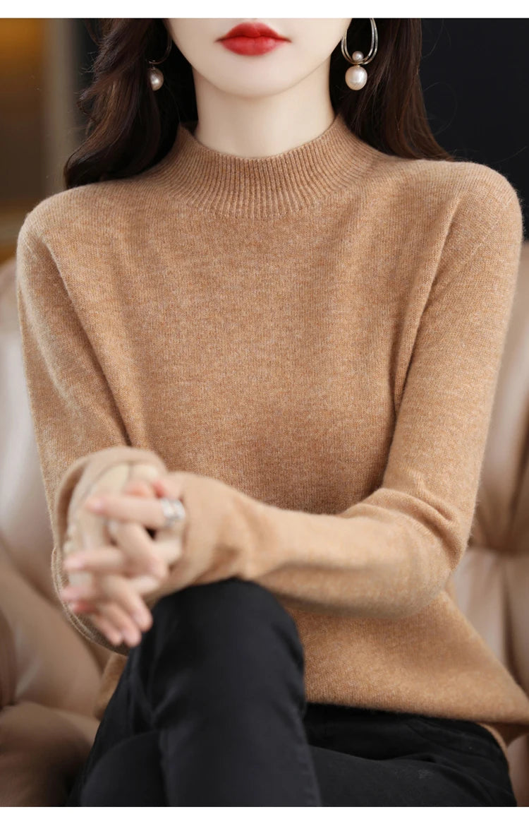 Women's Wool Mock-Neck Knit Sweater