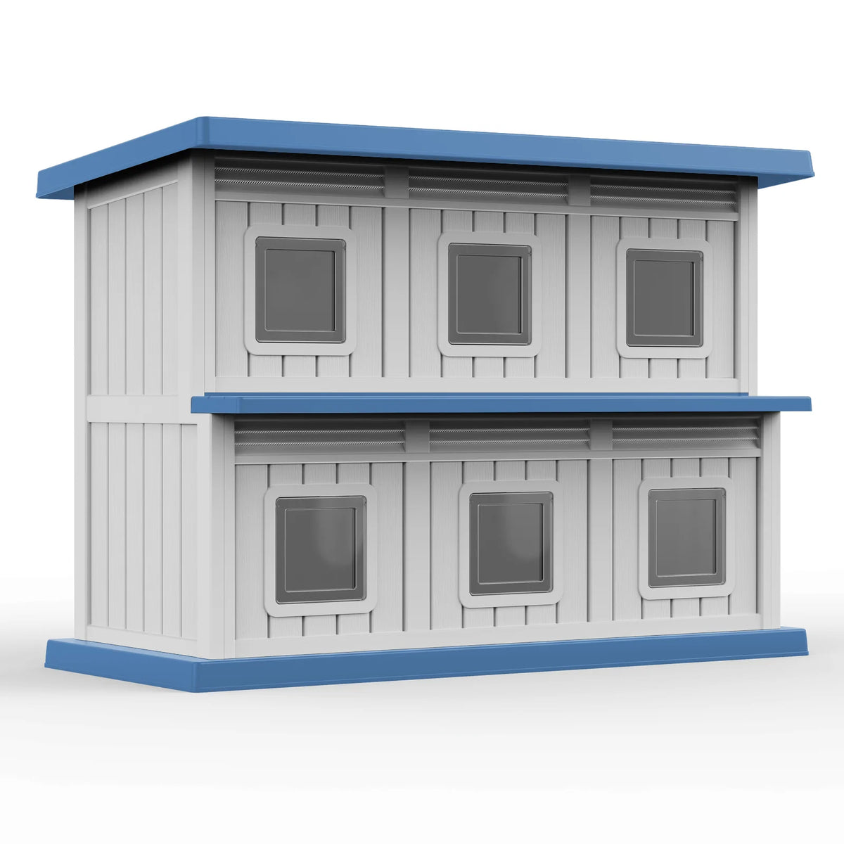 Two-Tier Resin Cat House with Access Doors
