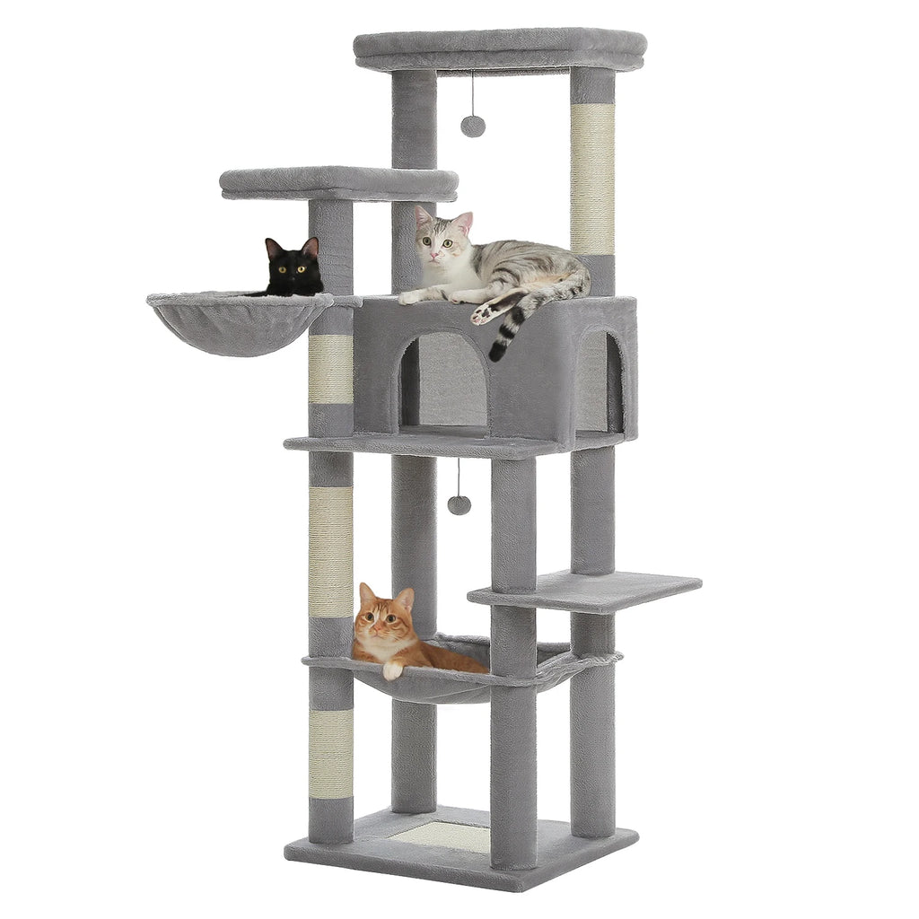 Large Cat Tree for Indoor Cats Multi-Level Cat Tower with Scratching Posts Soft Hammock Large Cat Condo Cat Accessories Cat Toys Whispering Desires Shoppe
